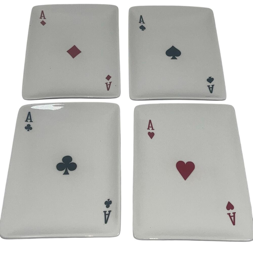 Ace Spades Club Diamond Heart Ceramic Playing Card Appetizer/Snack Trays